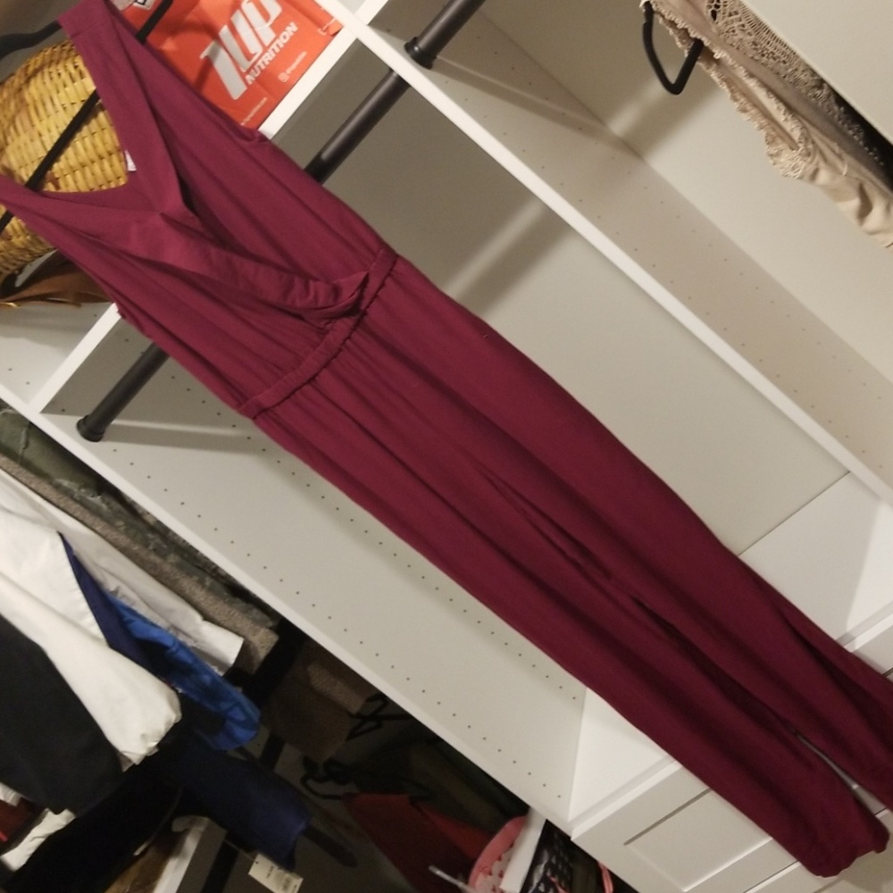 Wide Leg Burgundy Jumpsuit